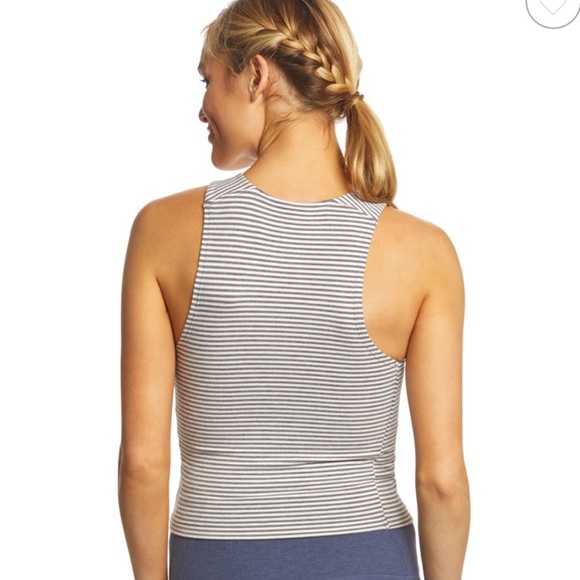 Manduka heather gray stripe cotton crop top - Picture 2 of 3